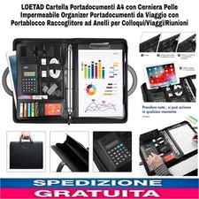 Cartella Portadocumenti A4 Con Cerniera Pelle Impermeabile Organizer Da Viaggio 