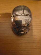 Fermacarte Scultura Scarabeo Egizio, Antico E Raro. Metallo Argentato Italia.