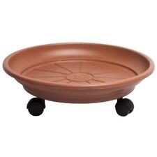 SOTTOVASO TONDO CON RUOTE SOTTO FIORIERA PLASTICA COLORE TERRACOTTA V/MIS 29375V