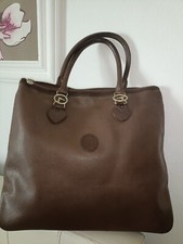 Trussardi Borsa  Donna Vintage Originale, In Vera Pelle E Canvas, Con Levriero 