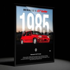 Quadro da parete Poster Auto Ispirato alla Renault 5 GT Turbo Sport idea regalo