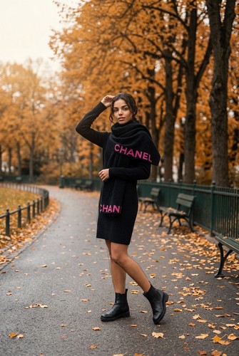 Sciarpa chanel nero rosa - sciarpa,