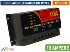 REGOLATORE DI CARICA 10A PWM PANNELLO SOLARE 12V 24V AUTOMATICO FOTOVOLTAICO