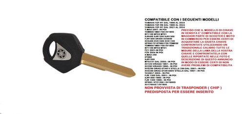 Chiave vergine yamaha mt01 - vergine,