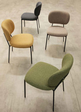 SET 2 SEDIE DESIGN STRUTTURA IN METALLO NERO IMBOTTITA C/TESSUTO ANTIMACCHIA 266