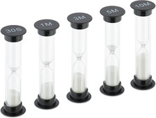 Clessidra per Bambini, Set Da 5, Timer Sabbia per Cucina, 30 Sec, 1/3/ 5/10 Min,