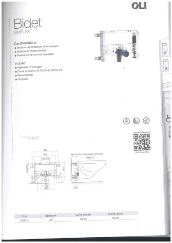 Struttura incasso bidet - struttura,