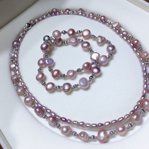 Bracciale collana perle - , viola