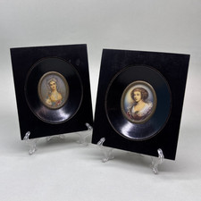 MINIATURA COPPIA RITRATTO VINTAGE DIPINTO A MANO CELLULOIDE ALINARI FIRENZE 50'
