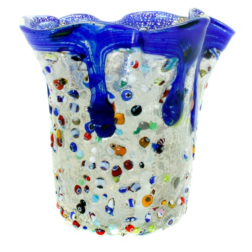 Vaso vetro murano arte blu - vaso,
