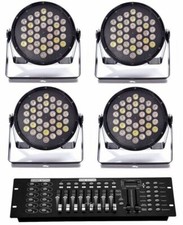LUCI PSICHEDELICHE EFFETTO LUCE DISCOTECA DJ PALCO MIXER DMX + 4 PAR 36 IMPIANTO