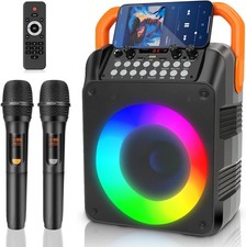 Macchina Karaoke con 2 Microfoni Wireless, Altoparlante Karaoke Bluetooth Portatile