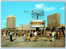 Berlino Germania Cartolina Capitale della RDT Urania Colonna con Globo del Tempo anni '50