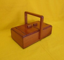 ✅ ANTICA SCATOLA PORTA CUCITO ART DECO ANNI 30 LEGNO CILIEGIO ANTIQUE - 4126