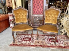 COPPIA DI POLTRONE LUIGI FILIPPO IN LEGNO NOCE E VELLUTO '900