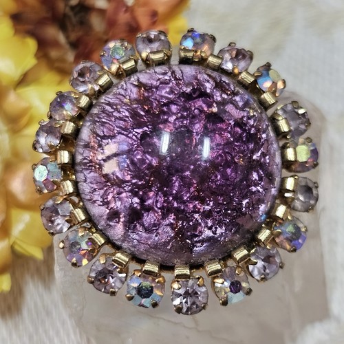 Broche vintage strass irisés - broche,