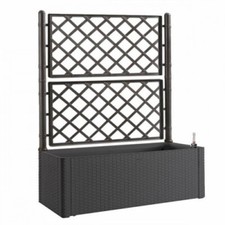 Fioriera Rettangolare 100x43 Resina con Spalliera in Pvc da Esterno Balcone Vasi