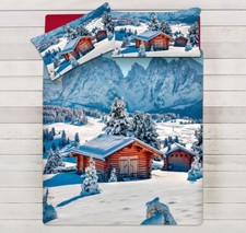 COPRIPIUMINO Montagna BAITA Matrimoniale Singolo e 1,5p, 100% Cotone DIGITALE