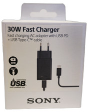 Caricabatteria rapido USB-C originale Sony XQZ-UC1 30W con cavo USB-C confezione originale nero