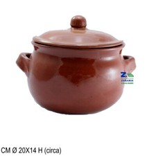 PENTOLA BOMBATA IN CERAMICA TERRACOTTA DIAM. CM 20X14 H CON COPERCHIO