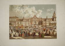 Stampa antica Pio IX Piazza