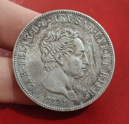 Carlo felice lire 1821 - felice, 5