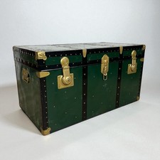 Baule antico in legno da viaggio Forziere Cassapanca 900 vintage Cassa verde '50