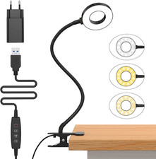 Lampada Da Lettura 23 LED Con Caricatore USB Lampada Con Pinza-3 Colore E 10 Lum