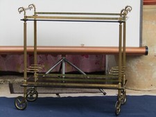 Carrello da bar ristorante in bronzo ottone cristallo Italia Epoca 1950