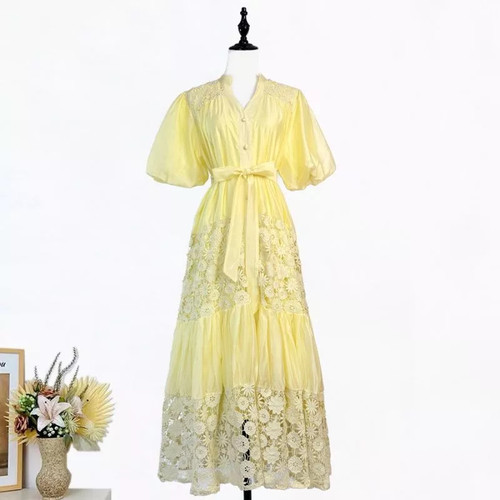 Abito donna giallo lungo - giallo, in
