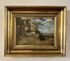 Quadro olio su tela Quedlinburg Münzeberg antico firmato