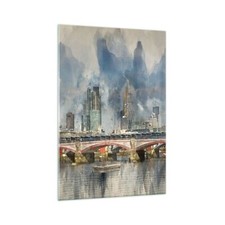 Quadro su Vetro 70x100cm Londra acquerello panorama Stampe Moderni Murale