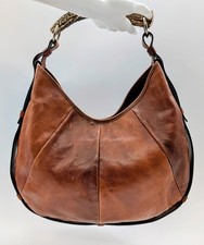 Vintage YSL Saint Laurent Mombasa Borsa In Pelle Marrone 2000 #1499