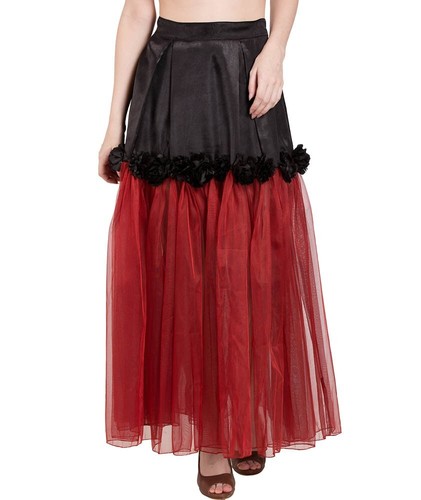 Gonna maxi nera bordeaux - maxi, lxl