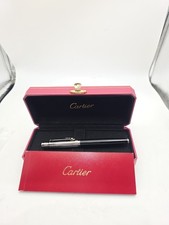 Penna Rollerball Santos De Cartier in scatola tono argento e nero con custodia e utente