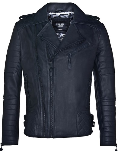 Giacca biker pelle nera - in,