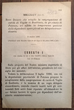 VAGLIO DI BASILICATA 1886 REGIO DECRETO X CONGREGAZIONE DI CARITA'-7887