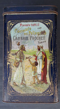 ANTICA SCATOLA LATTA LIBERTY LITOGRAFATA CACAO CIOCCOLATO CAFFAREL TORINO CM.30