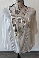 Blusa crema passero con cravatta davanti piccola