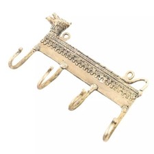 Aspetto Antico Incisione Ottone Leone Motivo Quattro Muro Ganci Vestiti Cappello