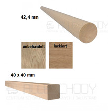 Legno Corrimano Quadrato 40x40 Rotondo 42,4 Rovere Ringhiere Roh Verniciato Tubo