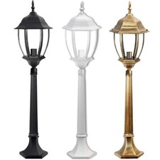 LAMPIONE DA GIARDINO 87cm LANTERNA DA TERRA IN VETRO ALLUMINIO E27 LUCE ESTERNO