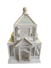 Gabbia per uccellini in legno lacca bianca in stile Vittoriano del 900