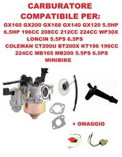 Carburatore per Honda Loncin Gx 120 160 Motopompa Idropulirice Motozappa 6.5Hp