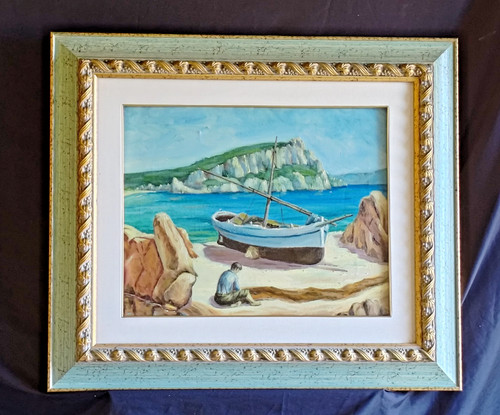 Quadro olio tela barca e - tela,