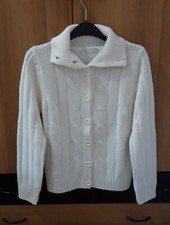Cardigan donna a maniche lunghe, con chiusura a bottoni, colore BIANCO