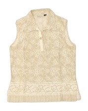 Polo donna senza maniche MURPHY & NYE UK 10 piccola beige floreale cotone AK16