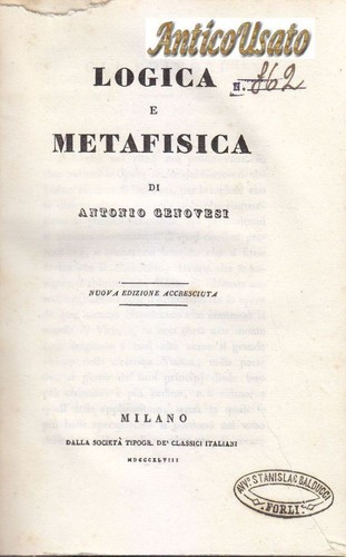 Logica metafisica antonio - logica, di