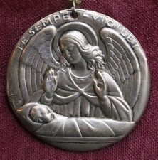 Medaglione Capoculla In Argento Anni 30 Punzone Con Fascio - Da Collezione 