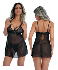 Babydoll sexy nero trasparente